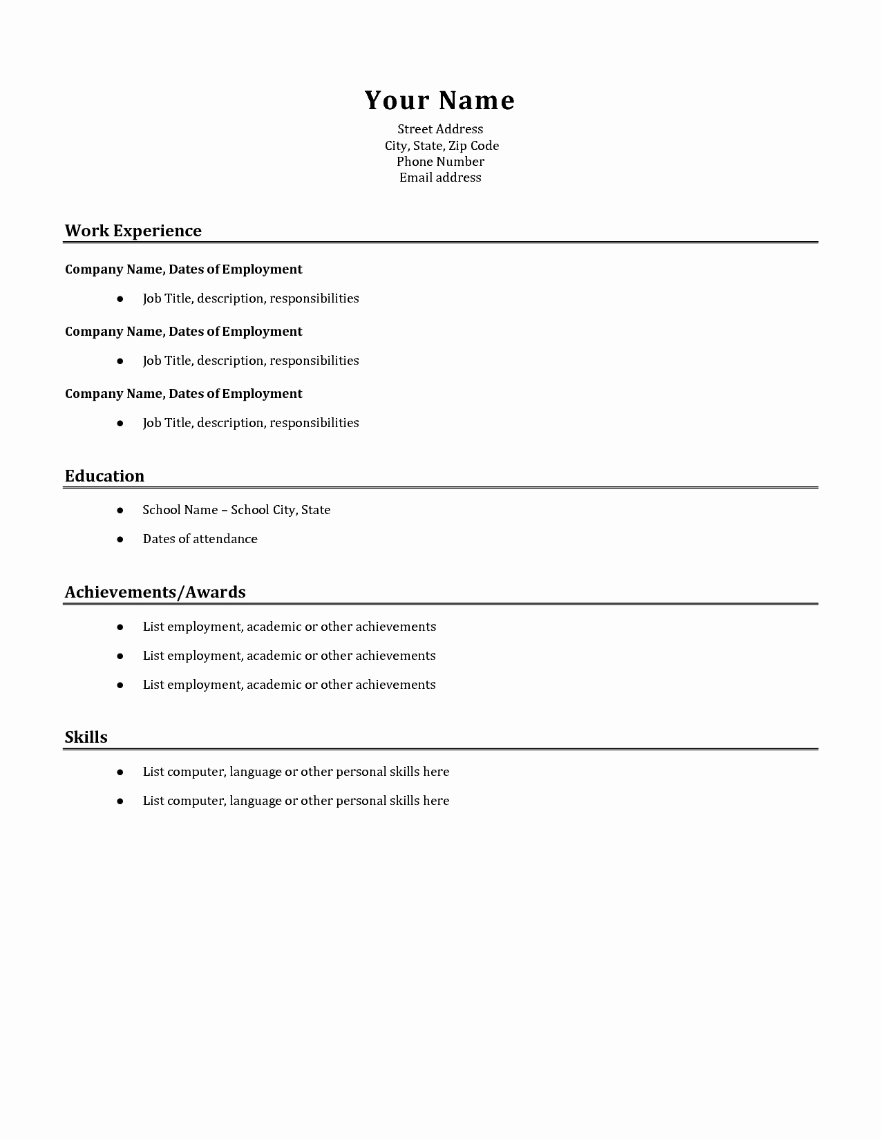 Simple Professional Resume Template Awesome Easy Resume Template