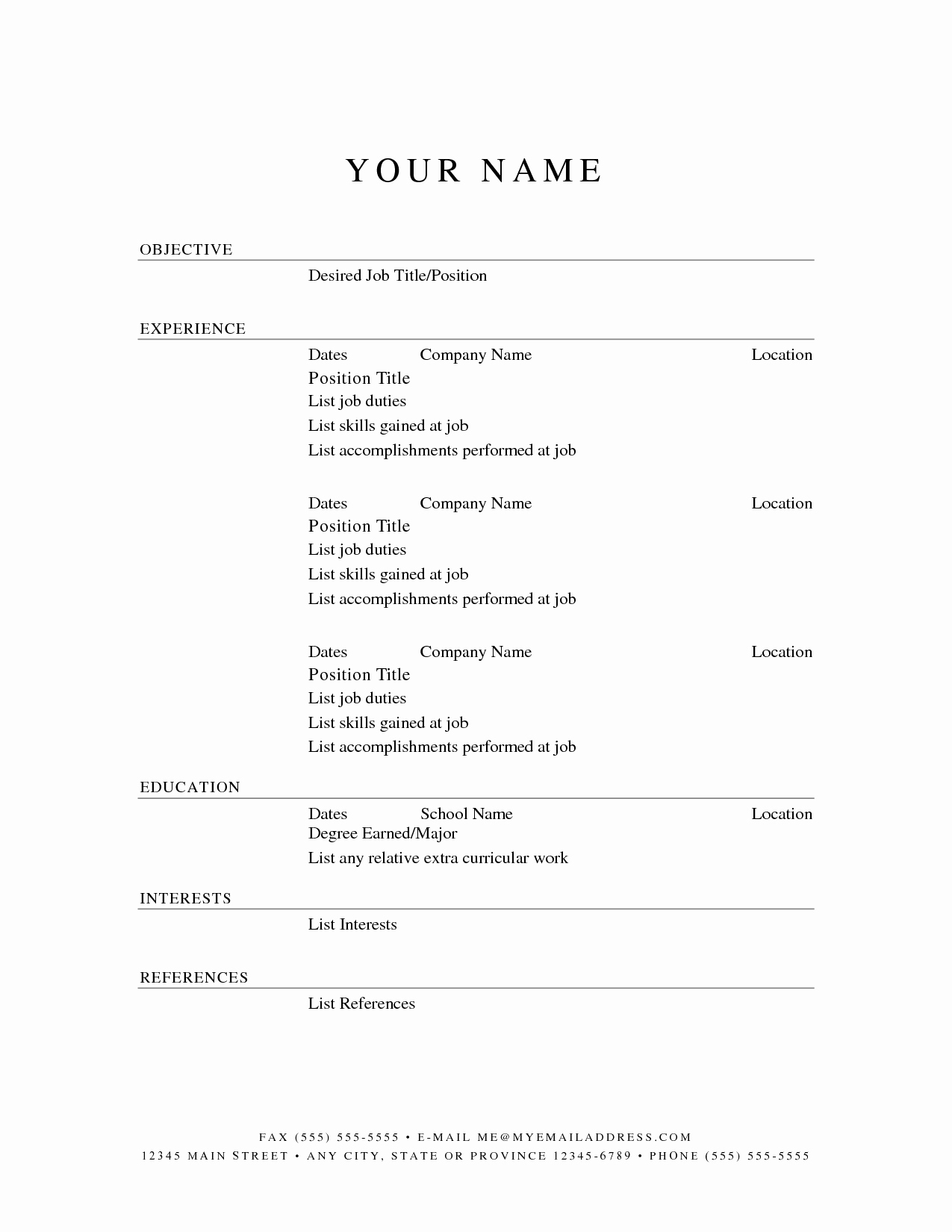 Simple Professional Resume Template Awesome Printable Resume Templates