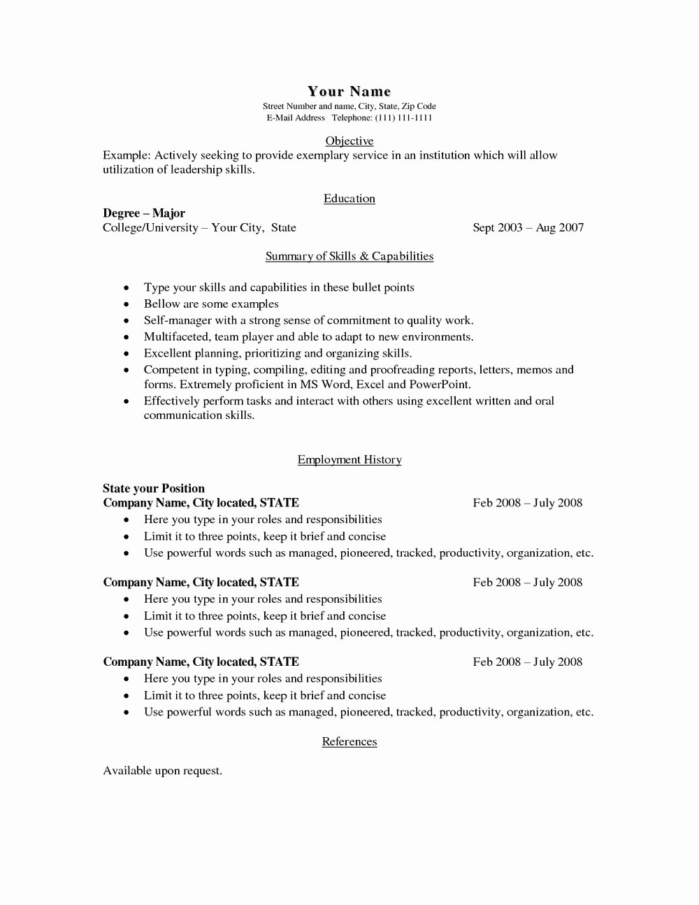 Simple Professional Resume Template Unique Simple Resume Templates for Word Resumes 201