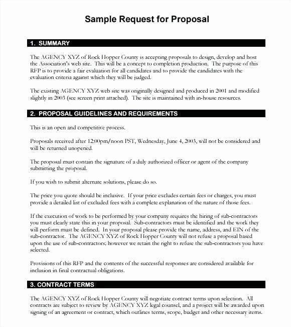 Simple Request for Proposal Template New Rfp Proposal Response Template New Sample Technical