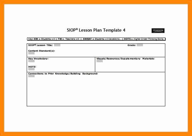 Siop Lesson Plan Template 3 Fresh 9 10 Siop Lesson Plan Template