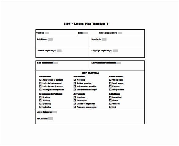 Siop Lesson Plan Template 3 Fresh 9 Siop Lesson Plan Templates Doc Excel Pdf