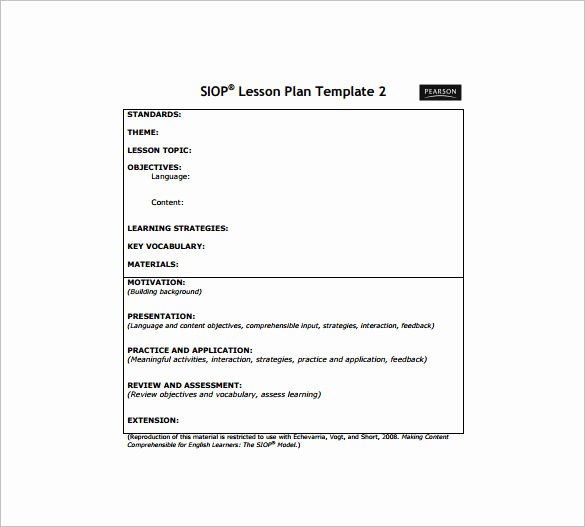 Siop Lesson Plan Template 3 Luxury 9 Siop Lesson Plan Templates Doc Excel Pdf