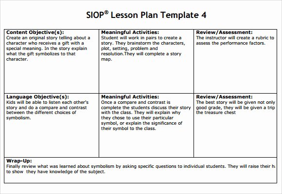 Siop Lesson Plan Template 3 Unique 9 Siop Lesson Plan Samples