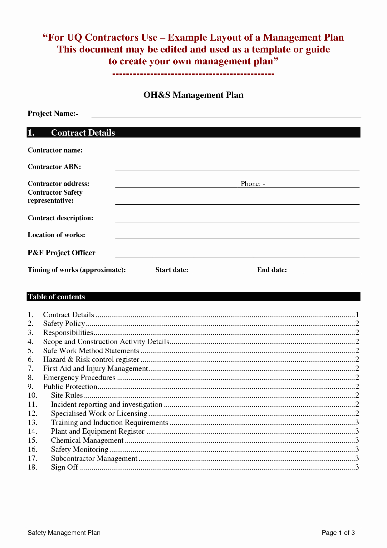 Site Safety Plan Template Lovely Safety Plan Template