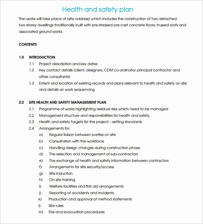 Site Safety Plan Template Unique Safety Plan Template
