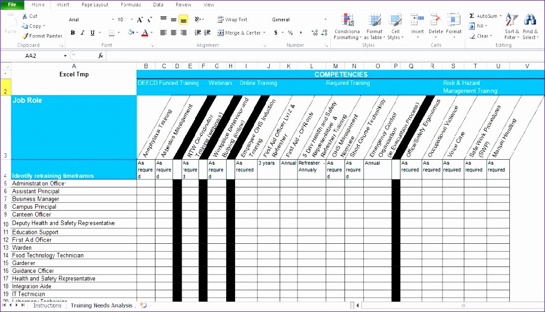 Skills Matrix Template Excel Inspirational 10 Training Matrix Excel Template Exceltemplates