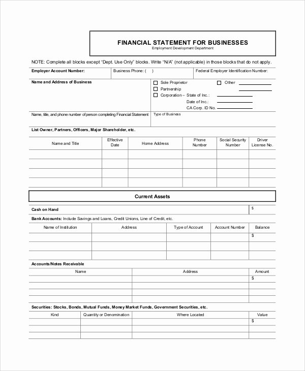Small Business Financial Statement Template Lovely 10 Sample Financial Statement forms