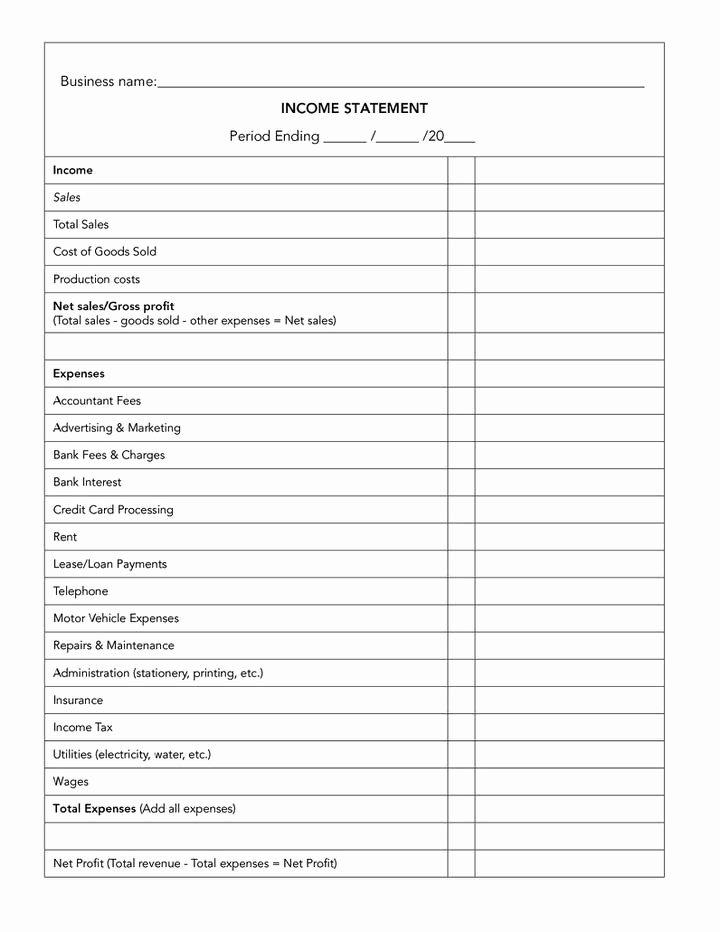 Small Business Income Statement Template Best Of Profit and Loss Statement Template In E Statement