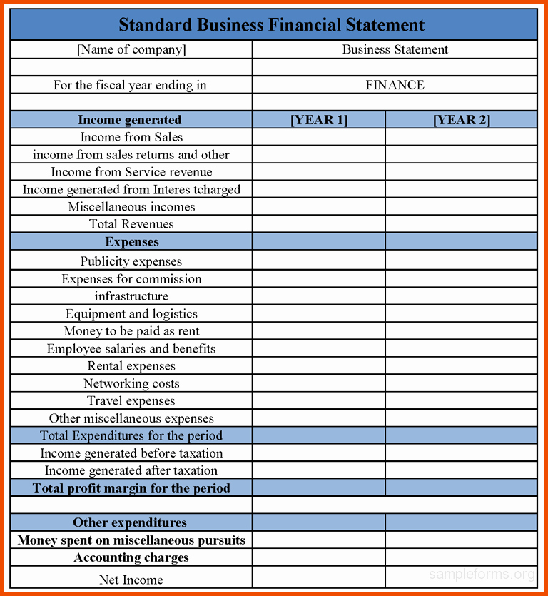 Small Business Income Statement Template Fresh Financial Statements Templates In E Statement Template