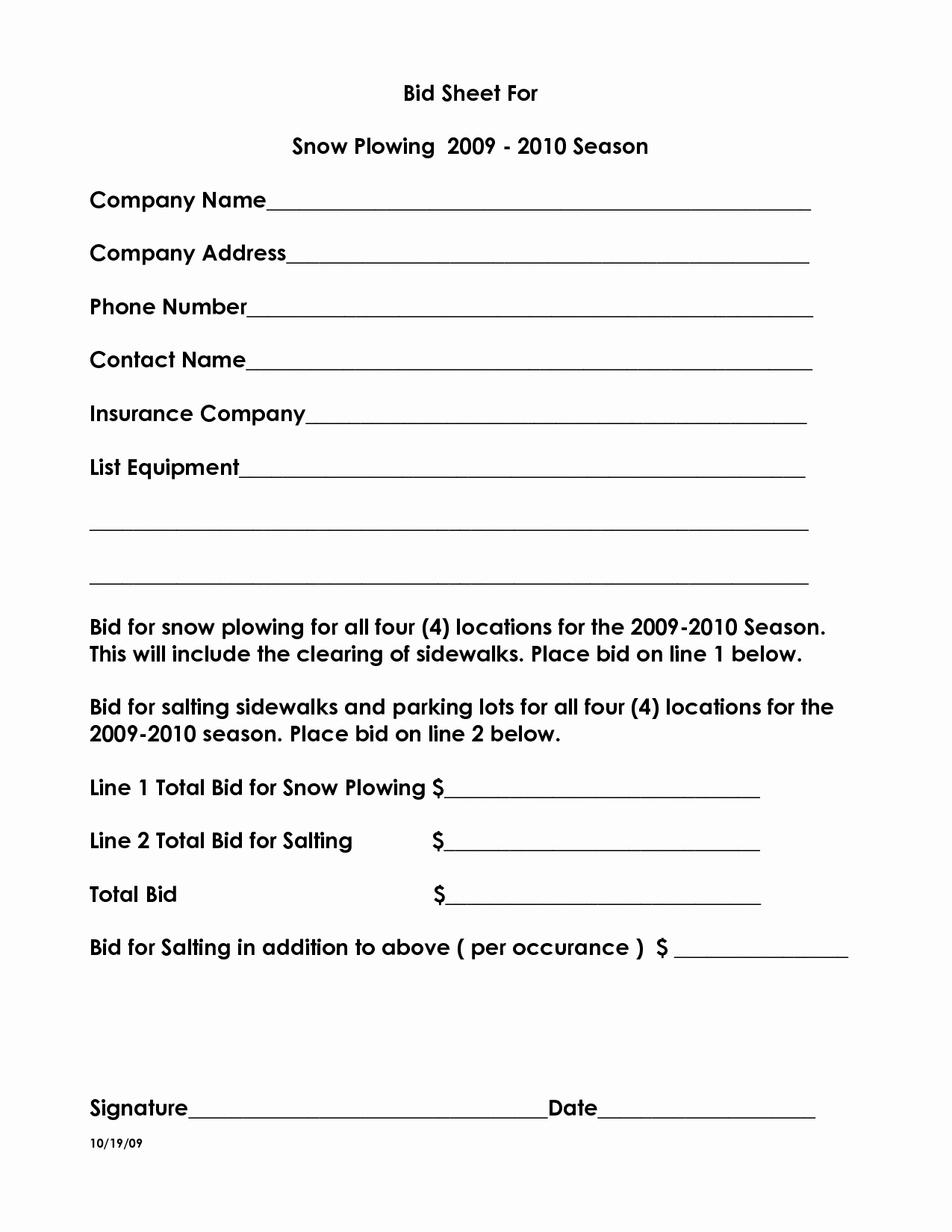 Snow Removal Bid Template New 10 Best Of Snow Plow Proposal forms Snow Removal