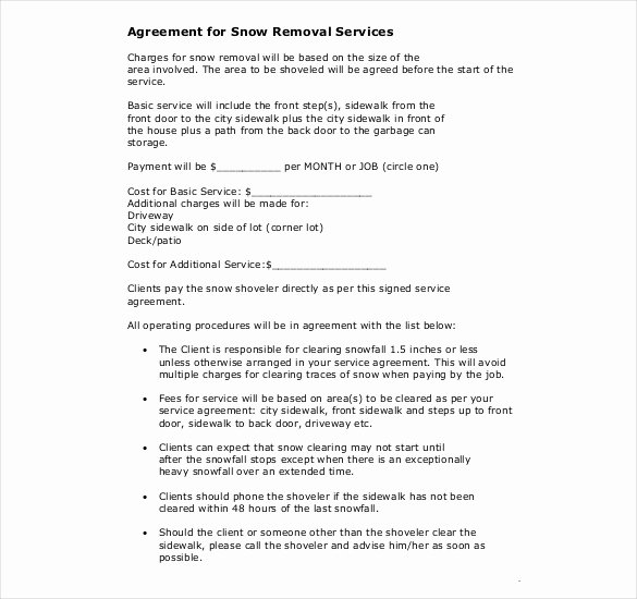 Snow Removal Contract Template Best Of 20 Snow Plowing Contract Templates Google Docs Pdf
