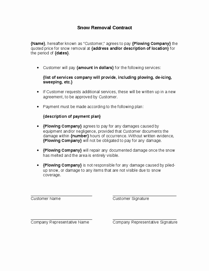 Snow Removal Contract Template Fresh Snow Removal Contract Templates – Emmamcintyrephotography