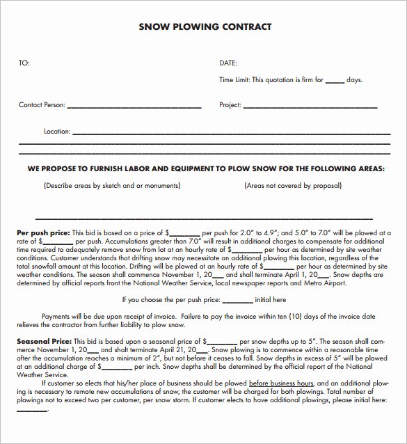 Snow Removal Contracts Template Best Of 20 Snow Plowing Contract Templates Google Docs Pdf