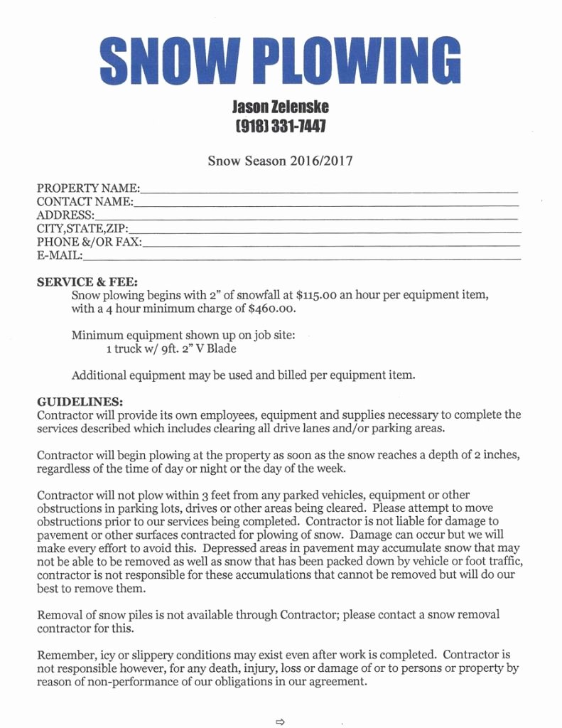 snow removal contract template