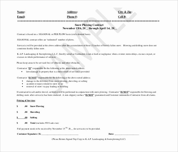 Snow Removal Contracts Template Lovely 20 Snow Plowing Contract Templates Google Docs Pdf