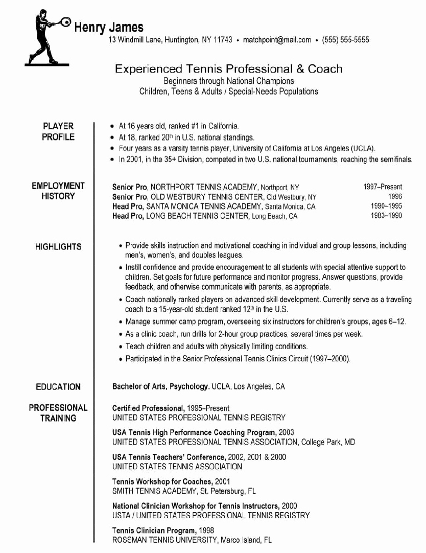 Soccer Coach Resume Template Best Of Professional Football Player Resume