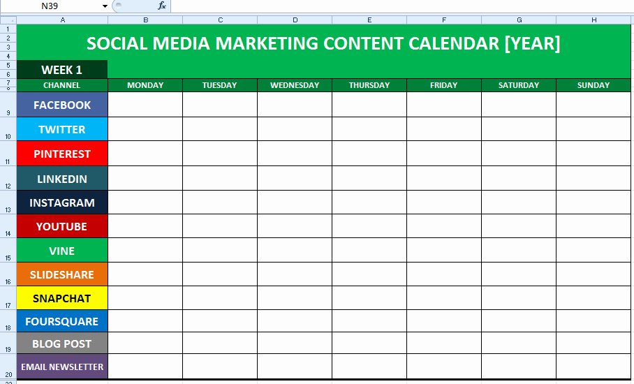 Social Media Plan Template Excel Best Of social Media Content Calendar Template Excel