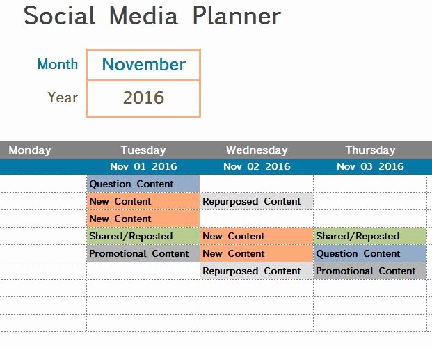 Social Media Plan Template Excel Elegant social Media Planner My Excel Templates