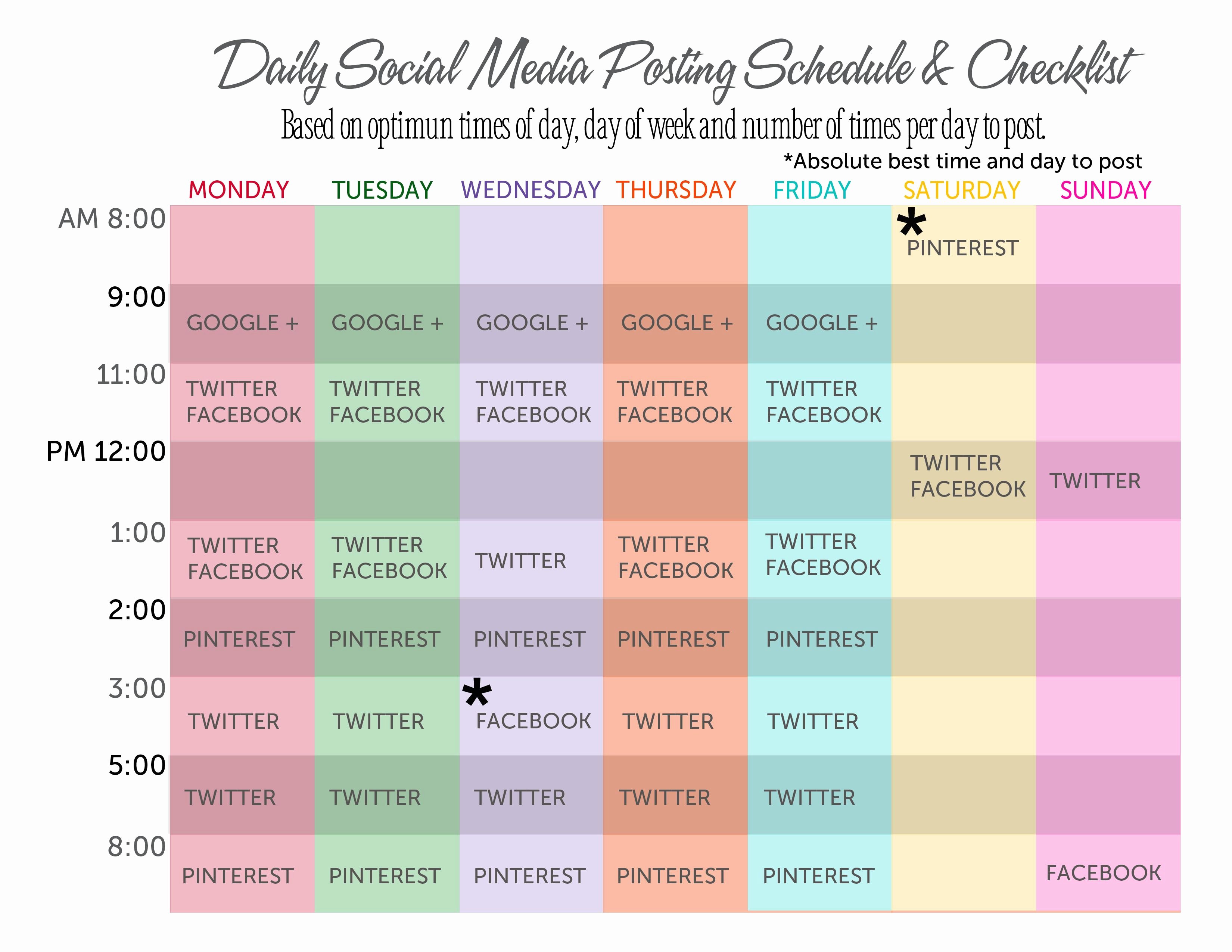 Social Media Post Schedule Template Inspirational social Media Posting Schedule