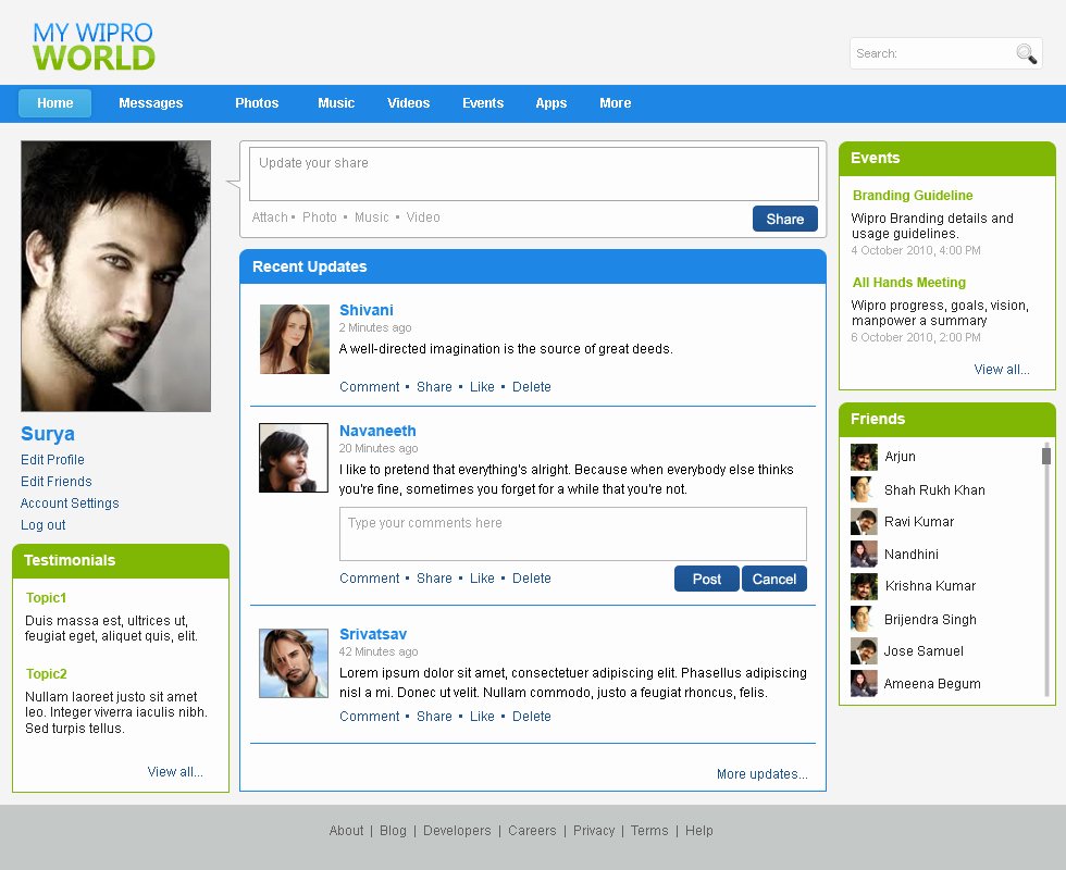 Social Networking Web Template Awesome Websites by Bhanu Shankar at Coroflot