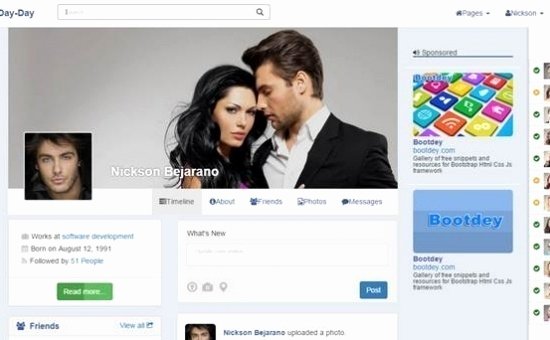Social Networking Web Template New Day Day V1 Bootstrap social Network Template