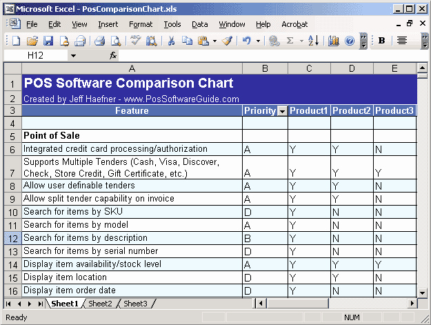 Software Comparison Template Excel Inspirational the Pos software Parison Template