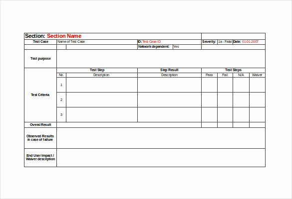 Software Test Case Template Best Of 10 Test Case Templates – Free Sample Example format