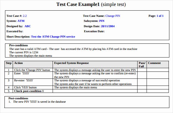 Software Test Case Template Best Of Test Case Template 22 Free Word Excel Pdf Documents