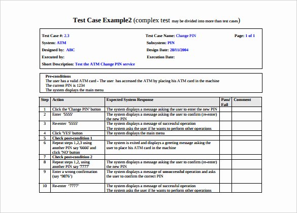 Software Test Case Template Fresh Test Case Template 25 Free Word Excel Pdf Documents