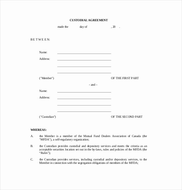Sole Custody Agreement Template Elegant 10 Custody Agreement Templates – Free Sample Example