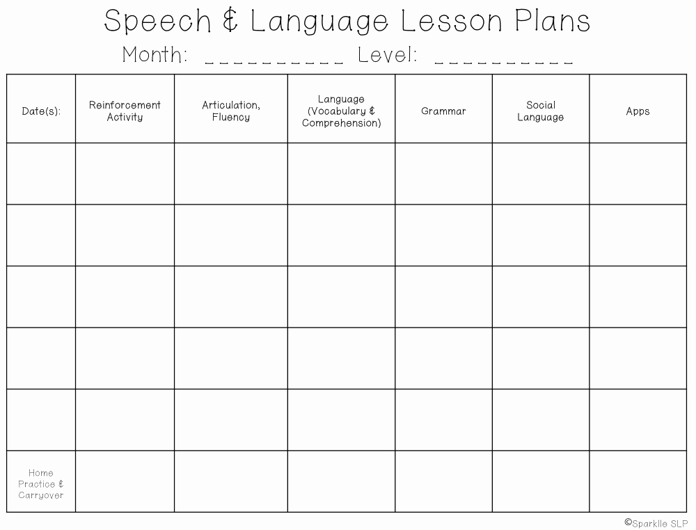 Speech therapy Schedule Template Awesome Lesson Plan Template Landscape Search Results