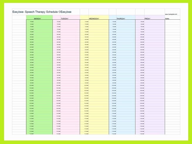 Speech therapy Schedule Template Beautiful therapy Schedule Template
