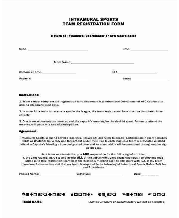 Sports Registration form Template Best Of Registration form Templates