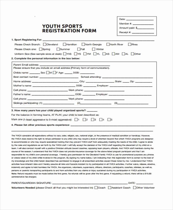 Sports Registration form Template Elegant 32 Sample Free Registration forms