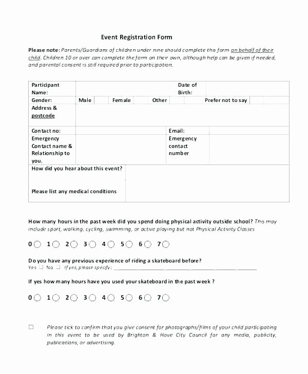 Sports Registration form Template Lovely Free Printable Physical Exam forms Employment Sample form