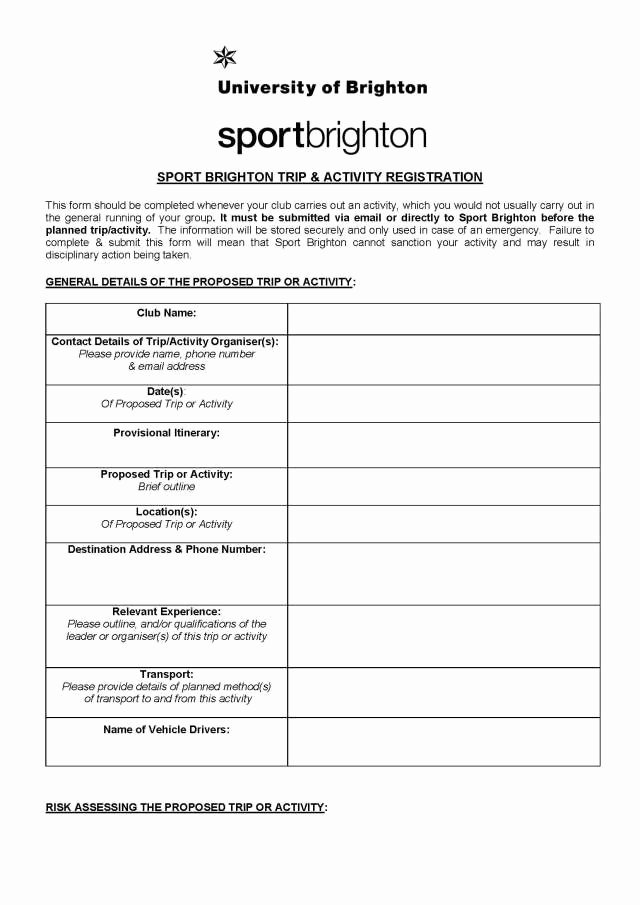 Sports Registration form Template Luxury Sports Registration forms Template Free Download