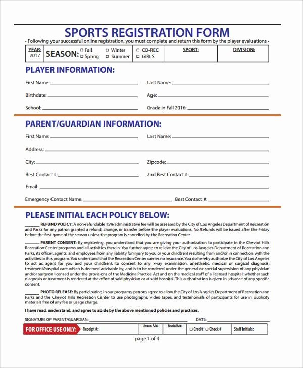Sports Registration form Template New 32 Sample Free Registration forms