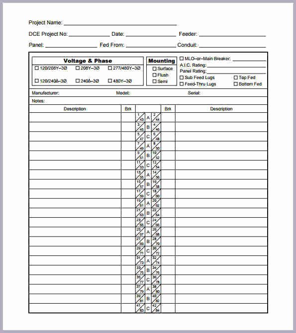 Square D Panel Schedule Template Best Of Electrical Panel Label Template Word Templates Resume
