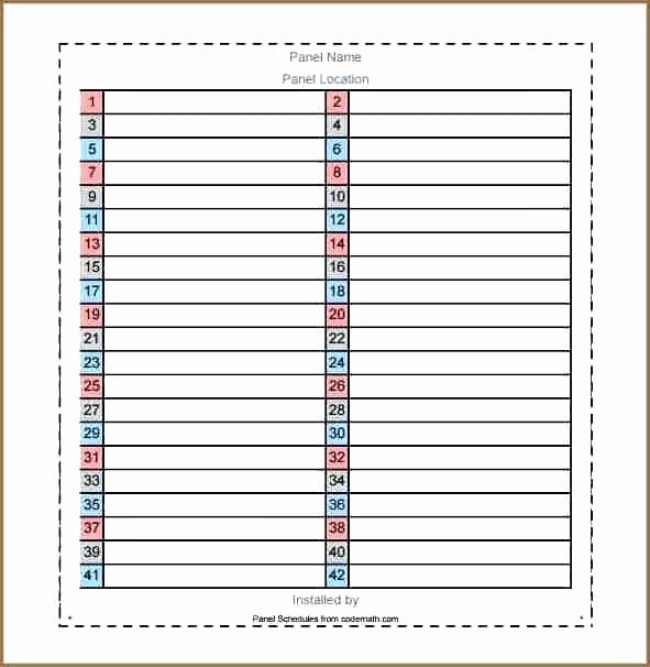 Square D Panel Schedule Template