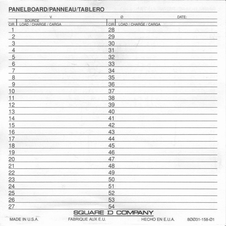 Square D Panel Schedule Template New Electrical Panel Schedule
