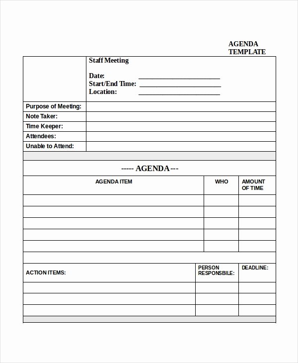 Staff Meeting Agenda Template Awesome Meeting Agenda Template 10 Free Word Pdf Documents