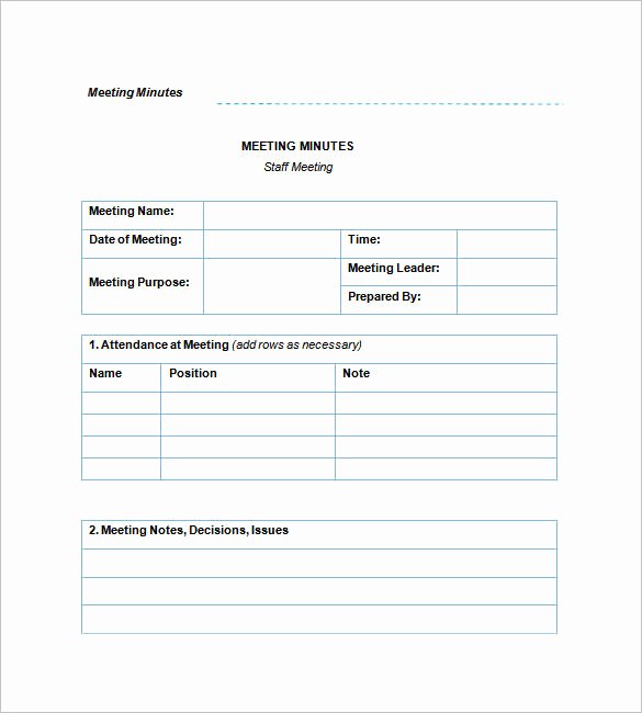 Staff Meeting Agenda Template Elegant Staff Meeting Minutes Template 17 Free Word Excel Pdf