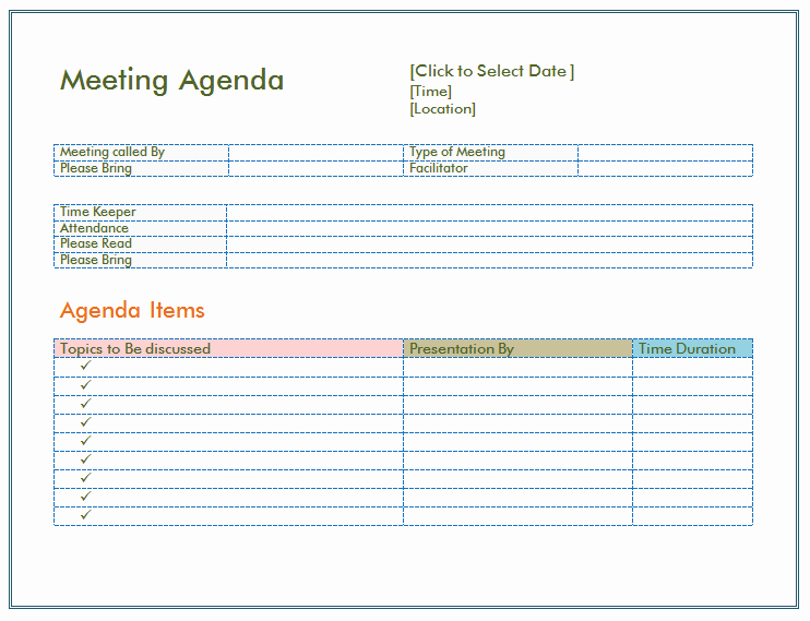 Staff Meetings Agenda Template Elegant Basic Meeting Agenda Template formal &amp; Informal Meetings