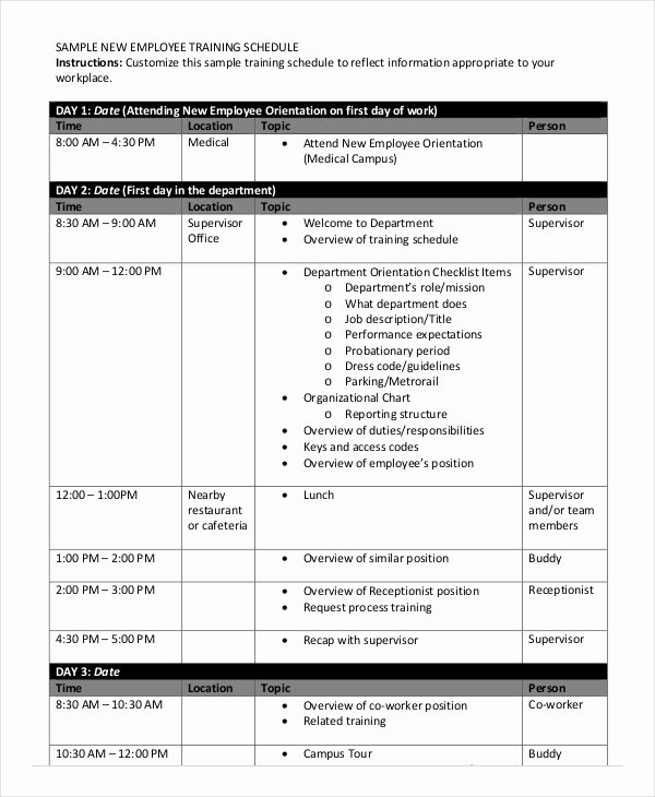 Staff Training Plan Template Awesome Simple Employee Schedule Template 7 Free Word Pdf