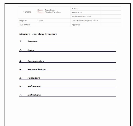 Standard Operation Procedure Template Awesome 37 Best Free Standard Operating Procedure sop Templates