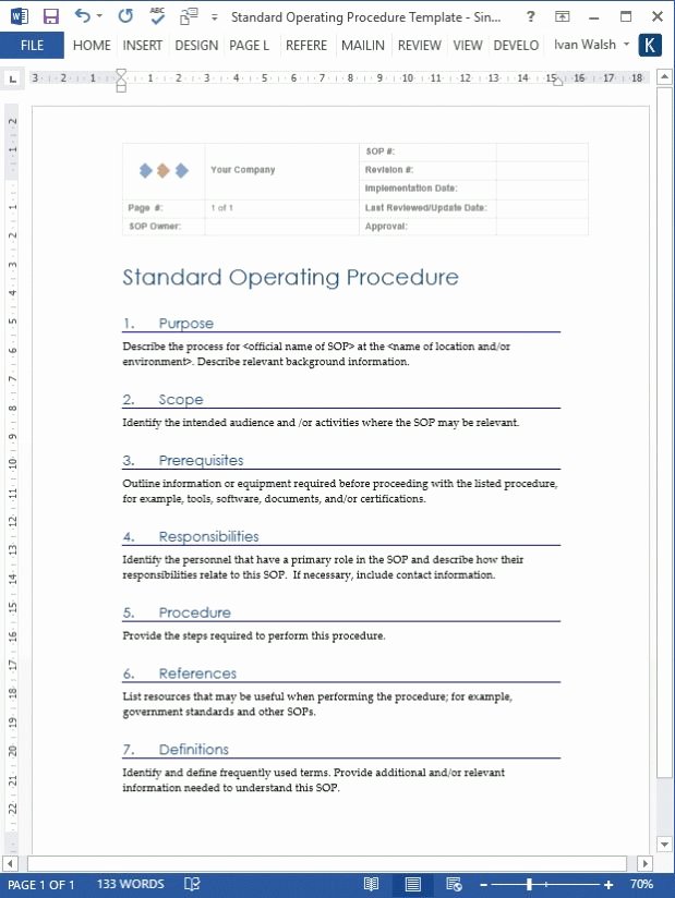 Standard Operation Procedure Template Inspirational Best 25 Standard Operating Procedure Template Ideas On