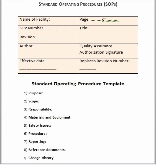 Standard Operation Procedure Template Lovely 37 Best Standard Operating Procedure sop Templates