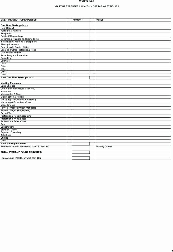 Start Up Expense Template Unique Useful Word Excel Templates Start Up Costs Worksheet
