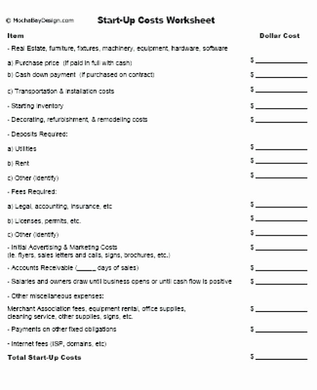Start Up Expenses Template Unique Download by Start Up Costs Worksheet Template Business